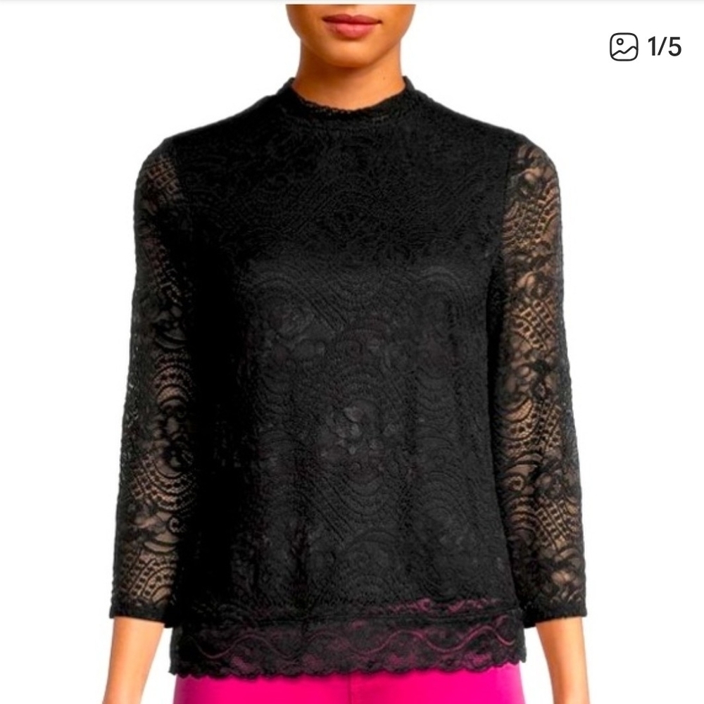 Lace Dark Whimsigoth Edgy Long Sleeve Blouse Size‎ Jr 19 Romantic Button Collar